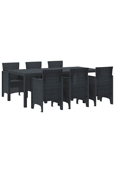 vidaxl Set de masa pentru gradina 7 pcs Antracit Polipropilena