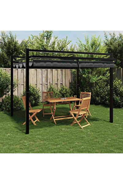 vidaxl Foisor de grădină acoperis retractabil antracit 3x3 m aluminiu