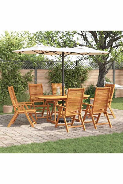 vidaxl Set de masa pentru gradina 7 pcs Maro Lemn Solid de Acacia