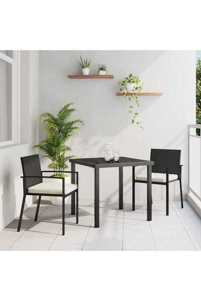 vidaxl Set de masa pentru gradina 3 pcs Negru