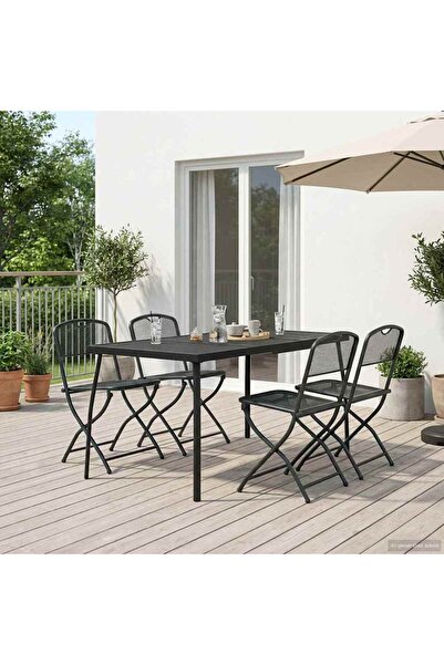 vidaxl Set de Mobilier pentru Exterior 5 pcs Antracit Fier si OÈ›el