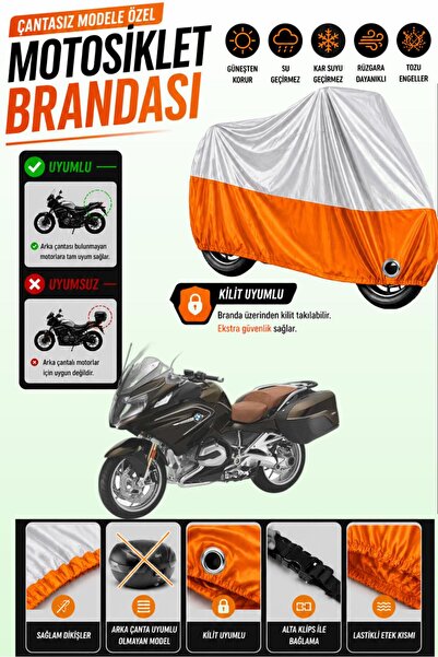 Cemku Twin غطاء محرك متوافق مع BMW R 1200 RT باللون الرمادي من الأعلى والبرتق...