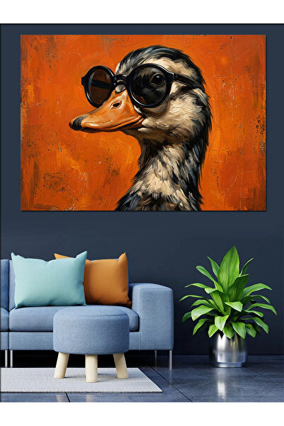 Artmeg Cool Duck Portrait with Sunglasses Decorative Canvas - Mdf Wood Painting