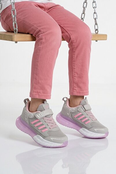 Lafonten Ice Pink Velcro Mesh Girls' Sports Shoes