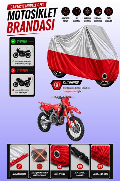 Cemku Twin غطاء محرك متوافق مع هوندا CRF 250 باللون الرمادي من الأعلى والأحمر...
