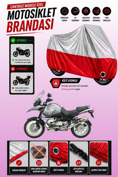 Cemku Twin غطاء محرك متوافق مع سيارة BMW R 1150 GS باللون الرمادي من الأعلى و...