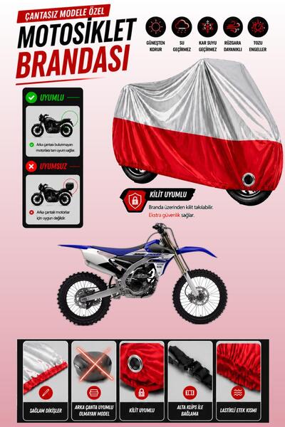 Cemku Twin غطاء محرك ياماها YZ 250 F باللون الرمادي من الأعلى والأحمر من الأس...