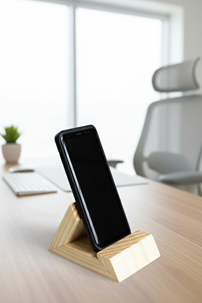 huhuli Doğal Masif Ahşap Masaüstü Telefon ve Tablet Tutucu Stand Minimalist İ...