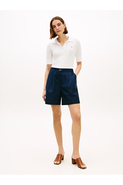 Tommy Hilfiger POINTELLE S/S POLO SWEATER Kadın Beyaz Polo - WW0WW49362