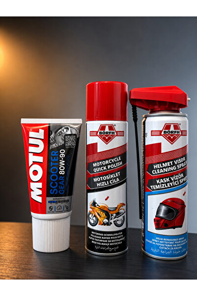 Motul Scooter Gear Şanzıman Yağı 80W-90 150 ML- Motosiklet Cila 300 ML Kask V...
