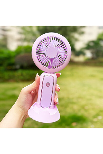 Livava Işıklı Şarjlı El Vantilatörü 3 Kademeli Masaüstü Taşınabilir Mini Fan