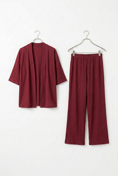Elisho Bürümcük Kumaş Pantolon İkili Takım Kimono