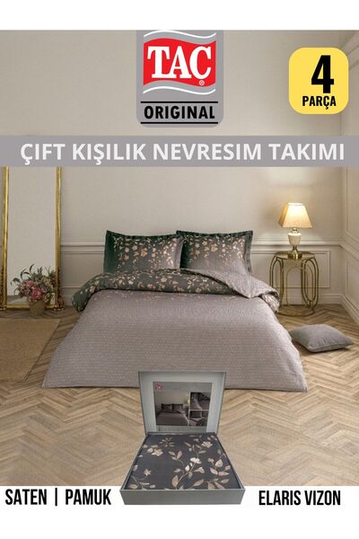 Taç Elaris Mink Cotton Satin Double Duvet Cover Set