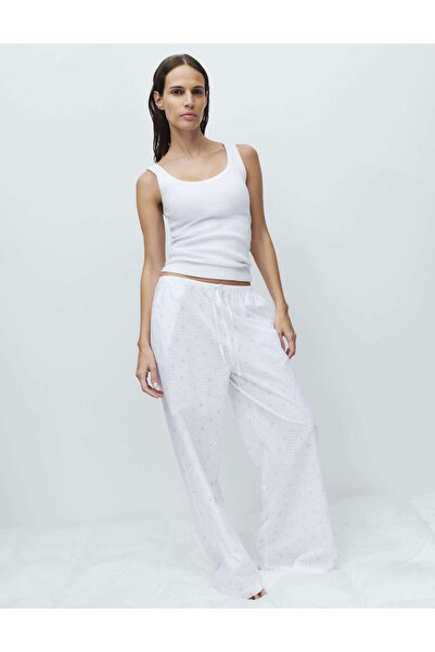 Marks & Spencer Saf Pamuklu Desenli Pijama Altı