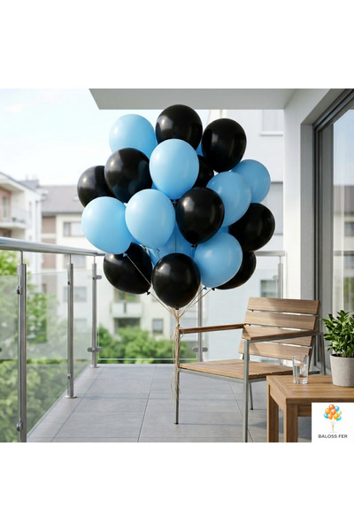 baloss fer Black Blue Balloon Set 20 Pieces Birthday Party Decoration Stylish...