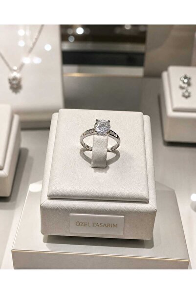 Frost Jewellry 925 ayar gümüş zirkon taşlı tektaş yüzük