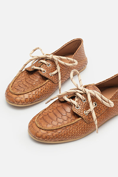 Bestyle Croco Lace Up Hakiki Deri Makosen