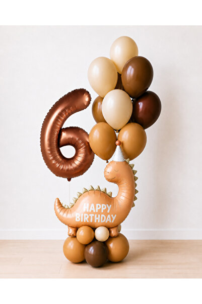 Balonsan Retro Happy Birthday Dinosaur Balloon Garland -6-