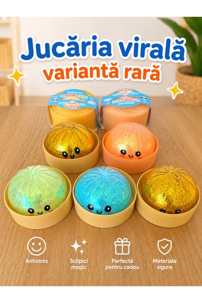 GIA'S WORLD Squishy cu sclipici în formă de Jucărie antistres, Culoare aleatorie, doar în variantă rară. Gia’sWorld®