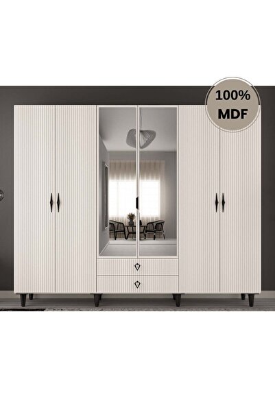 comiet Lale 6 Kapak Mdf Ayaklı Tasarım Gardırop