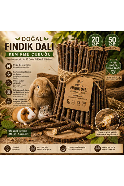 macc Tavşan & Hamster Doğal Kemirme Fındık Dalları 20li Paket