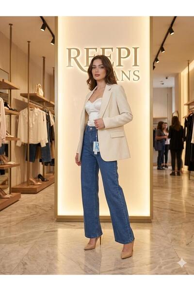 OwenLife بنطلون جينز REEPİ WİDELEG عالي الخصر مرن بالكامل ومريح للغاية الطول:...