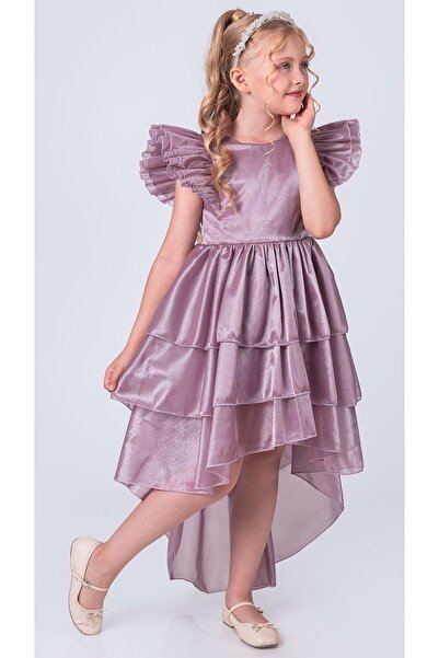 Mnk Baby&Kids Girl's Tailed and Crowned Vragia Evening Dress M00745 Mürdüm