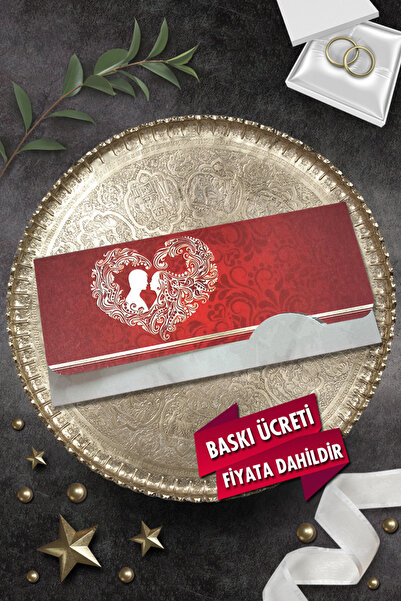 Cem Davetiye Düğün Nişan Nikah Kına Davetiyesi 3357 (100 ADET) Baskı Dahil
