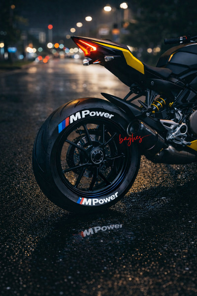 Baghes M Power Motosiklet Ve Otomobil Araç 3d Oto Lastik Yazısı 4 Adet Sticke...