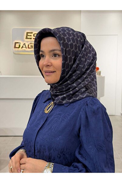 Aker Geometrik Desen 2026 %100 Saf İpek Sura Eşarp