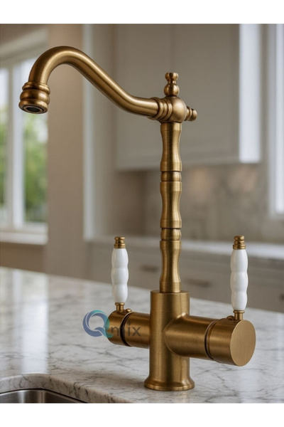 QMİX ARITMALI LÜX KOMPLE AĞIR PİRİNÇ MALZEME RETRO RUSTİK MODEL MUTFAK EVİYE ...