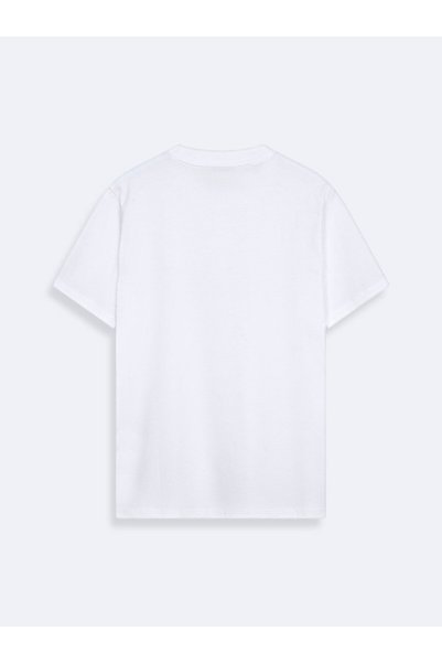 Ltb Tricou alb relaxat cu imprimeu în blocuri de culori