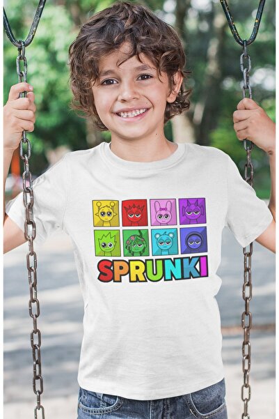 SEVBANO Tricou pentru copii unisex cu imprimeu Sprunki Game (1-12 ANI)