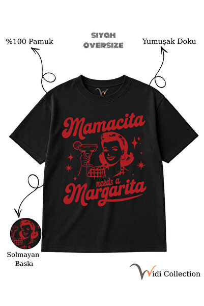 The Baski Μαύρο μπλουζάκι Unisex 100% βαμβακερό με σχέδιο κοκτέιλ Mamacita Ma...