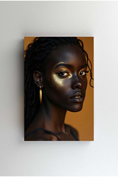 Efect Canvas Tablou Canvas - Femeie portret cu machiaj aurit