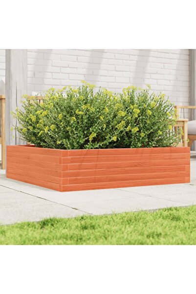 vidaxl Jardiniera de gradina, maro ceruit, 90x90x23 cm, lemn masiv pin