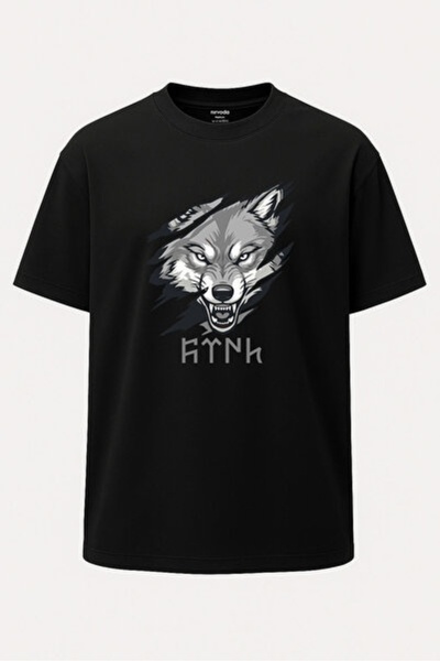 yiou trendy clothing تي شيرت Nirvoda كبير الحجم مطبوع عليه Predator Wolf Gökt...