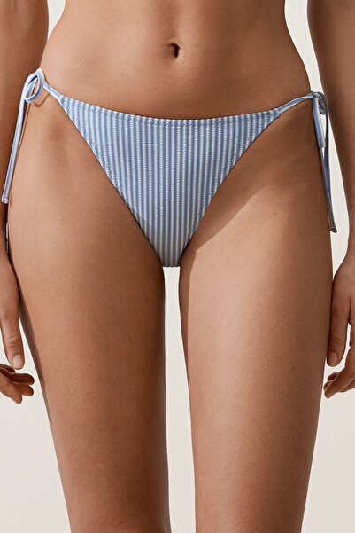 Oysho Çizgili yapılı fiyonklu orta kesim bikini altı