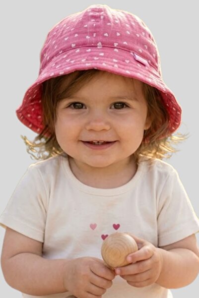 ww waka waka kids store Bebek ve Çocuk Kalp Desenli Bucket Güneş Şapkası