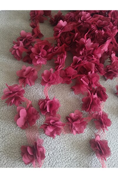 Esram Butik Bordo Lazer Kesim Gül Süsleme Paketleme Malzemesi Organze Kumaş Y...