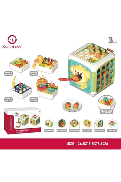 Sobebear Cub de activități Montessori 6 în 1 – Jucărie educativă cu forme, so...