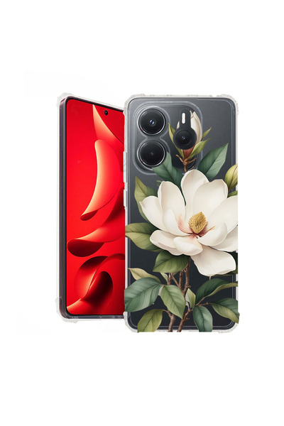 bestcase Αντικραδασμική Θήκη για Xiaomi Redmi Note 14 4G, Φλοράλ - Λευκή Μανό...