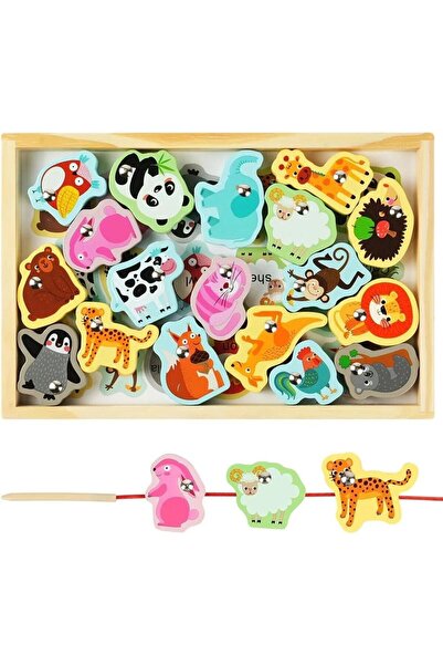 SARALMA Set educativ de snuruit animale din lemn montessori pentru dezvoltare...