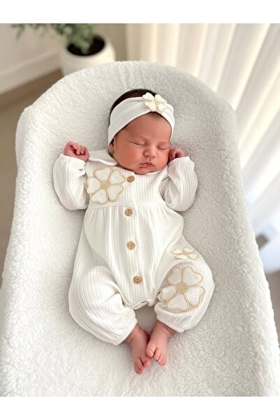Valia Baby Embroidered Bandana Baby Girl Romper Set