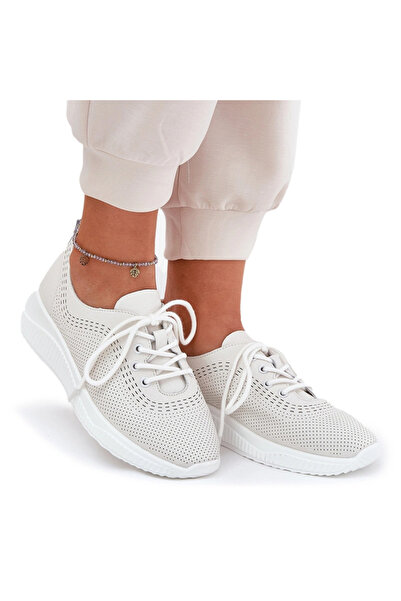 Vinceza Pantofi sport din piele pentru femei 79532 Alb 40