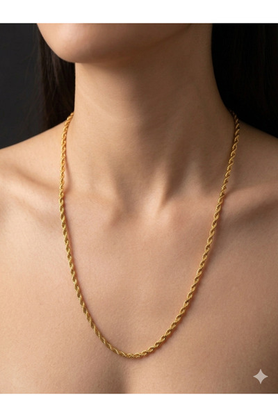 Zihintaşı Atölyesi 316L Stainless Steel Trend Twist Chain Necklace 60cm