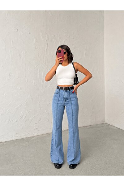 blue wings denım co. Ice Cream Color Belted Leg-Lengthening Flare/Spanish-Sty...