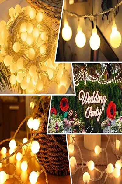 Tor Store 28 Ledli 220V Fişli Mini Top Led Aydınlatma Dekoratif Süsleme Sarı ...