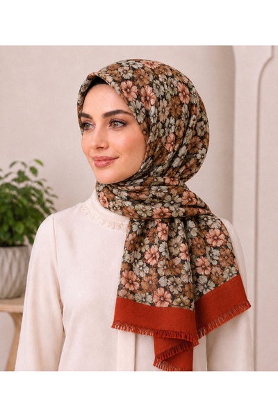 Butik Çiçek Desen Yüzde 95 Pamuk Kaliteli Eşarp Yazma