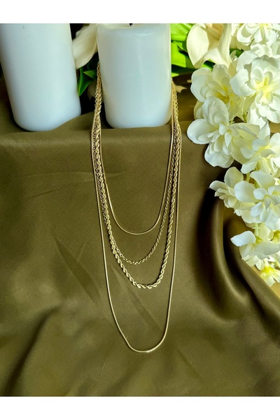 Merishe Jewerly Gold Çoklu Burgulu Zincir Paslanmaz Çelik Kolye